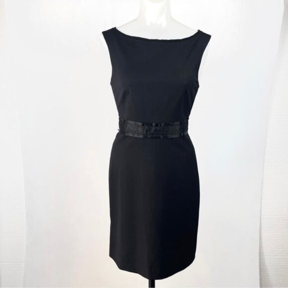 Theory sequin waist Sleeveless Gathered Fitted Dress Black 0 - Picture 1 of 7